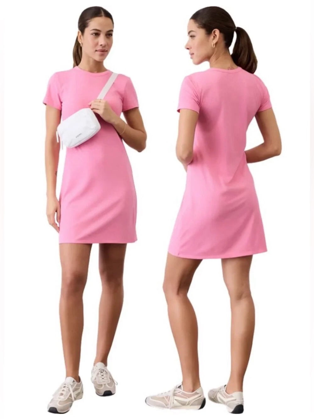 ATHLETA Signature Rib Tee Dress Raphanus Pink XL NWT